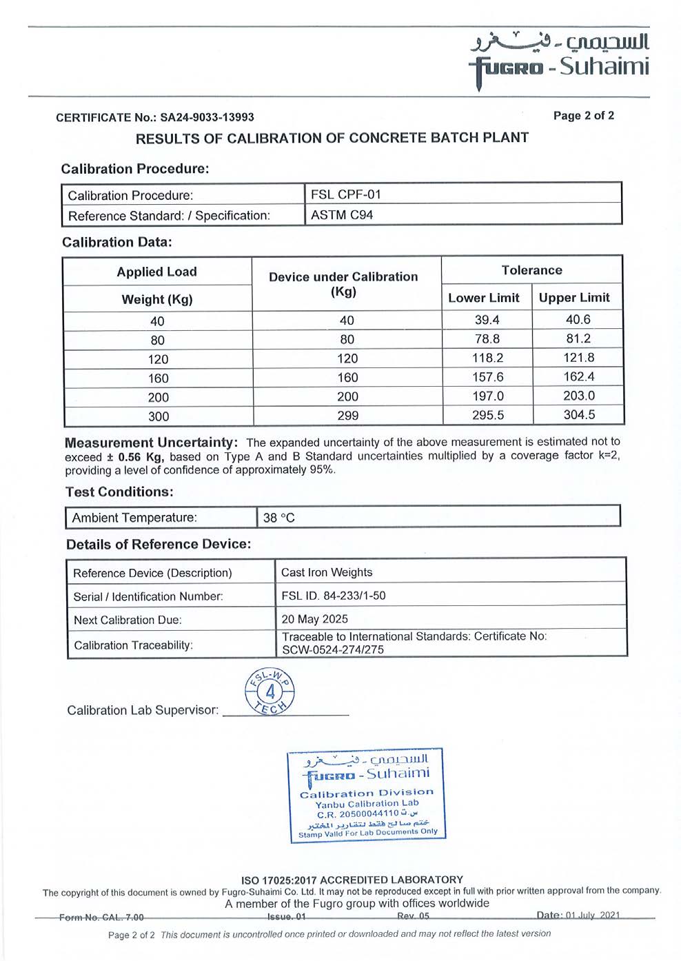 Mixing Plant Standards Certificate 22