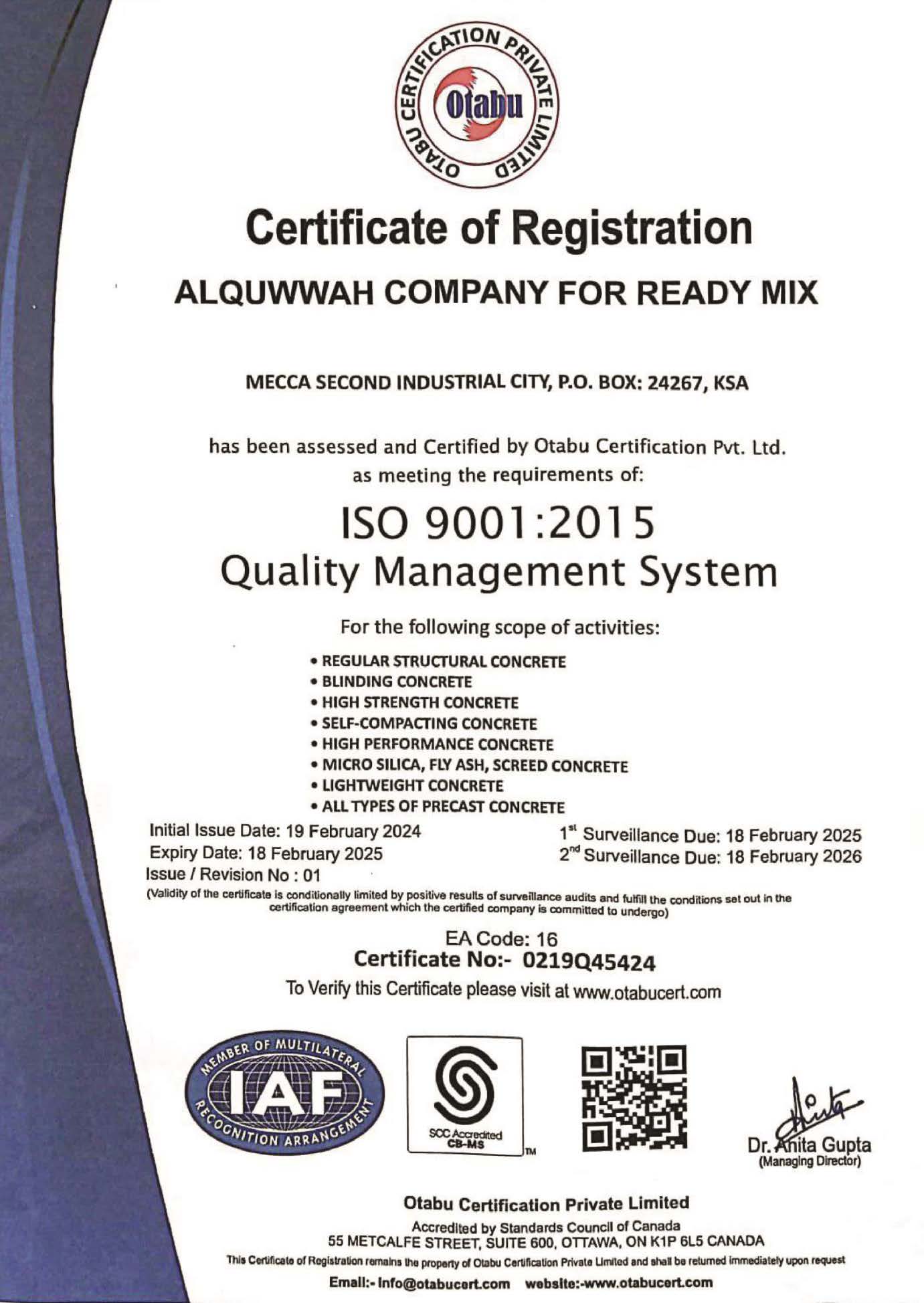 ISO 45001 Occupational Health and Safety Management System