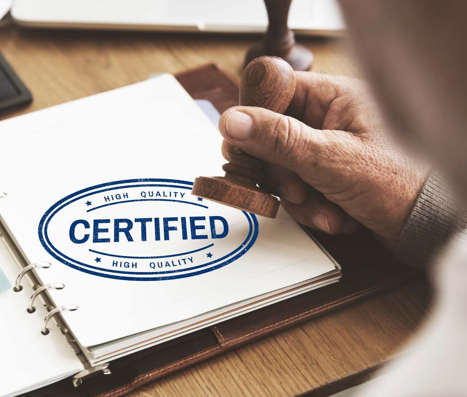 Certification stamp and documents